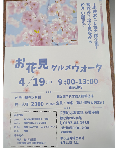 ▶お花見グルメウォーク　（飲食）　4/19（日）