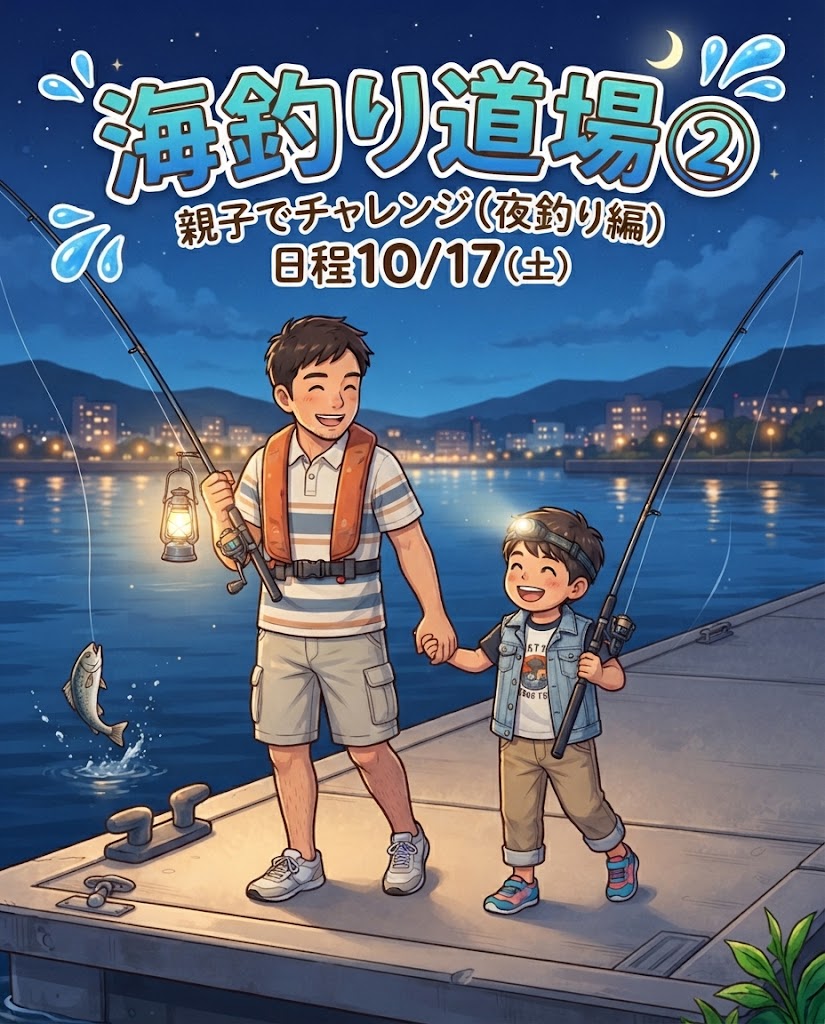 【10月17日（土）】海釣り道場②　親子でチャレンジ（夜釣り編）