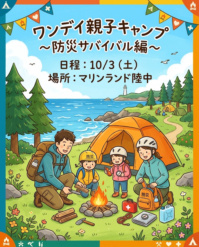 【10月3日(土)】ワンデイ親子キャンプ~防災サバイバル編~