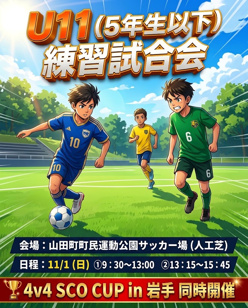 【11月1日（土）】ジュニアサッカー練習試合会（U11）